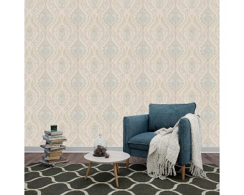 Обои Fipar Grand Classic R 28014 Винил на флизелине (1,06x10,05) Бежевый/Голубой, Орнамент