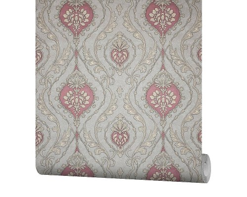Обои Fipar Grand Classic R 28015 Винил на флизелине (1,06x10,05) Серый/Красный, Орнамент
