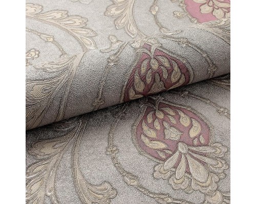 Обои Fipar Grand Classic R 28015 Винил на флизелине (1,06x10,05) Серый/Красный, Орнамент
