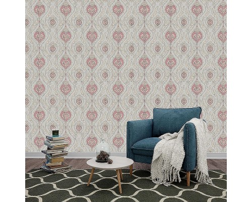 Обои Fipar Grand Classic R 28015 Винил на флизелине (1,06x10,05) Серый/Красный, Орнамент