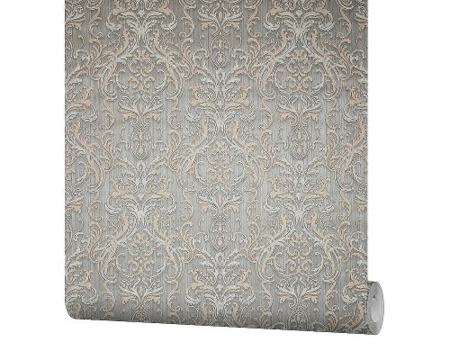 Обои Fipar Grand Classic R 28024 Винил на флизелине (1,06x10,05) Серый/Бежевый, Дамаск