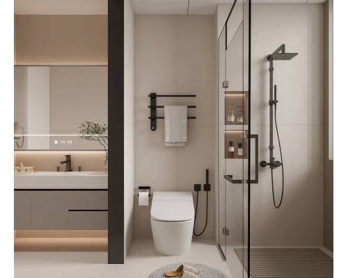 Электрический полотенцесушитель AQUAme 42х52 AQM3113MB цвет Черный матовый