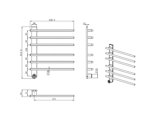 Электрический полотенцесушитель AQUAme 61х52 AQM3116BG цвет Золото шлифованное