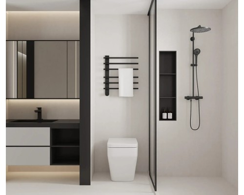 Электрический полотенцесушитель AQUAme 61х52 AQM3116MB цвет Черный матовый