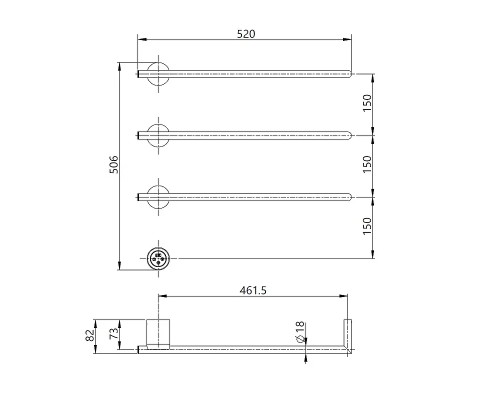 Электрический полотенцесушитель AQUAme 50х52 AQM3143GM цвет Темный металл шлифованный