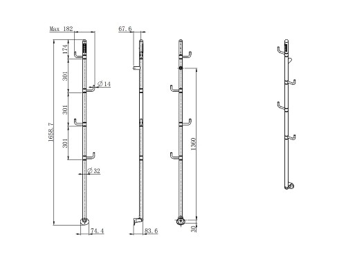 Электрический полотенцесушитель AQUAme 166х18 AQM3150MB цвет Черный матовый