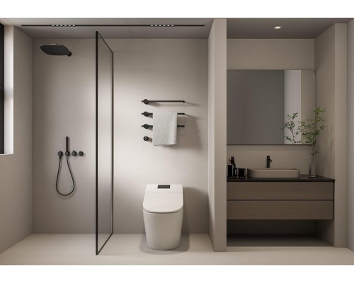 Электрический полотенцесушитель AQUAme 50х52 AQM3143MB цвет Черный матовый