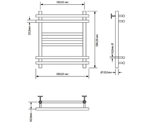 Водяной полотенцесушитель Aquanet Largo 60x50 266744 Хром