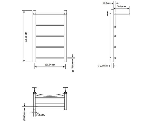 Водяной полотенцесушитель Aquanet Romeo 60x40 266727 с полкой Хром