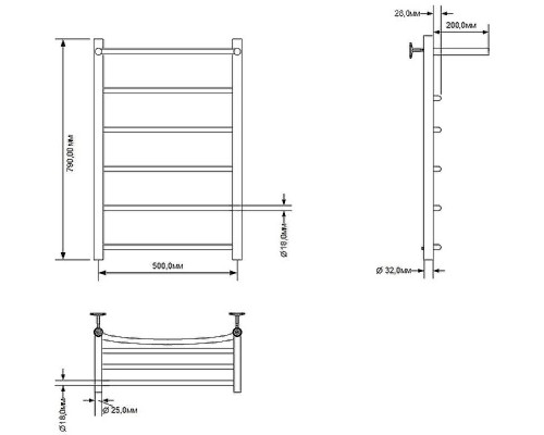 Водяной полотенцесушитель Aquanet Romeo 80x50 266729 с полкой Хром