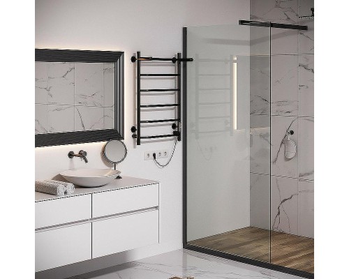 Электрический полотенцесушитель Aringa Киото 80x50 AR03003BL с полкой Черный