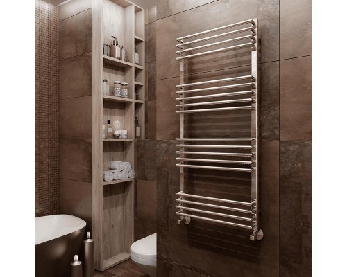 Водяной полотенцесушитель Terminus Арт П18 500х1200 4670078513397 цвет Хром, нижнее подключение, G 1/2" ВР, с комплектом вентилей