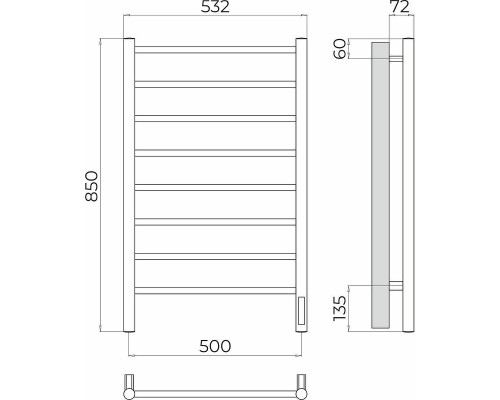 Электрический полотенцесушитель Terminus Аврора П8 500х850 4670078563989 цвет Сатин
