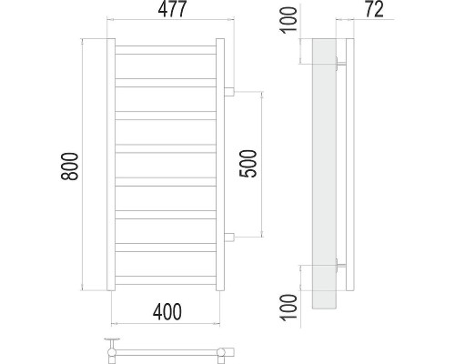 Водяной полотенцесушитель Terminus Аврора П8 400х800 бп500 4670078529909 цвет Хром, боковое подключение, G 1" НР