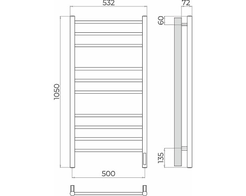 Электрический полотенцесушитель Terminus Аврора П10 500х1050 4670078544360 цвет Хром