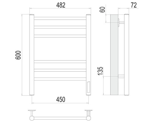 Электрический полотенцесушитель Terminus Аврора П6 450х600 КС 4670078542946 цвет Черный муар