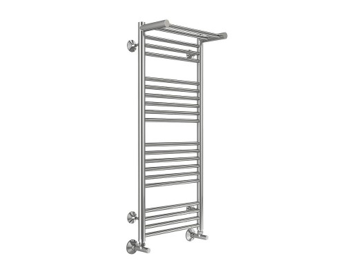 Водяной полотенцесушитель Terminus Аврора П20 400x1000 4670078529435 с полкой цвет Хром, нижнее подключение, G 1/2" ВР, с угловым соединением