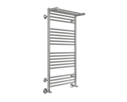 Водяной полотенцесушитель Terminus Аврора П20 500х1000 4670078529442 с полкой цвет Хром, нижнее подключение, G 1/2" ВР, с угловым соединением