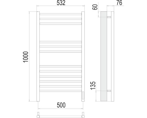 Электрический полотенцесушитель Terminus Аврора П12 500х1000 4670078527226 цвет Хром