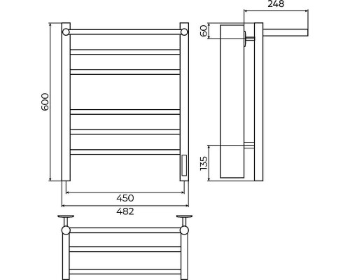 Электрический полотенцесушитель Terminus Аврора П6 450х600 КС 4670078556783 с полкой цвет Белый матовый