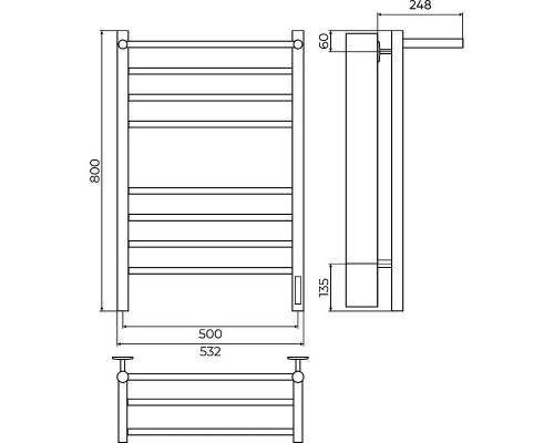 Электрический полотенцесушитель Terminus Аврора П8 500х800 КС 4670078556974 с полкой цвет Черный матовый