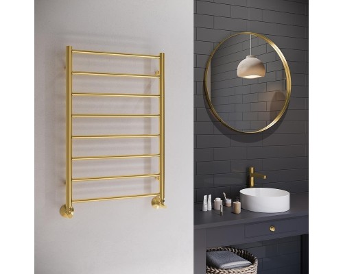Водяной полотенцесушитель Terminus Аврора П8 500х800 4670078566263 цвет Брашированное золото, нижнее подключение, G 1/2" ВР