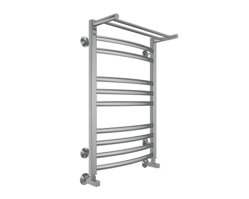 Водяной полотенцесушитель Terminus Енисей П10 500х800 4670078529565 с полкой цвет Хром, нижнее подключение, G 1/2" ВР, с угловым соединением