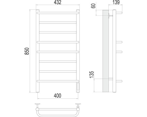 Электрический полотенцесушитель Terminus Евромикс П8 400х850 4670078531285 цвет Хром