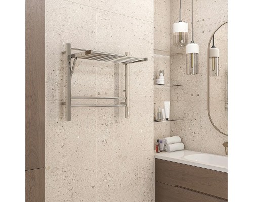 Электрический полотенцесушитель Terminus Горизонт П8 600х600 4670078543424 с полкой цвет Хром