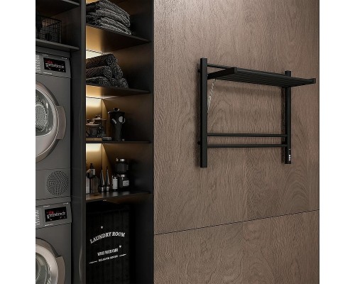 Электрический полотенцесушитель Terminus Горизонт П8 600х600 4670078543523 с полкой цвет Черный муар