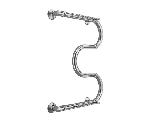 Водяной полотенцесушитель Terminus М-образный с/п (1) 600x400 4620768880377 с полкой цвет Хром, боковое подключение, G 1" НР