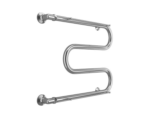 Водяной полотенцесушитель Terminus М-образный с/п (1) 600x500 4620768880391 с полкой цвет Хром, боковое подключение, G 1" НР