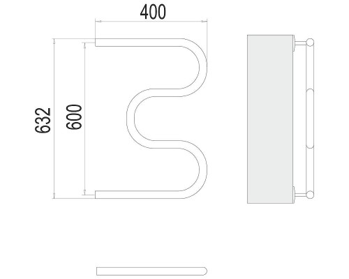 Водяной полотенцесушитель Terminus М-образный (1) 600х400 4620768881183 цвет Хром, боковое подключение, G 1" НР
