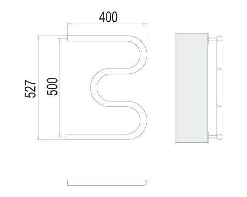 Водяной полотенцесушитель Terminus М-образный (3/4) 500х400 4620768880483 цвет Хром, боковое подключение, G 3/4" НР