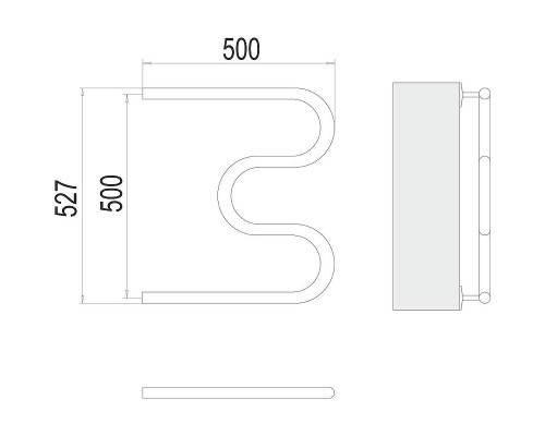 Водяной полотенцесушитель Terminus М-образный (3/4) 500х500 4620768880490 цвет Хром, боковое подключение, G 3/4" НР