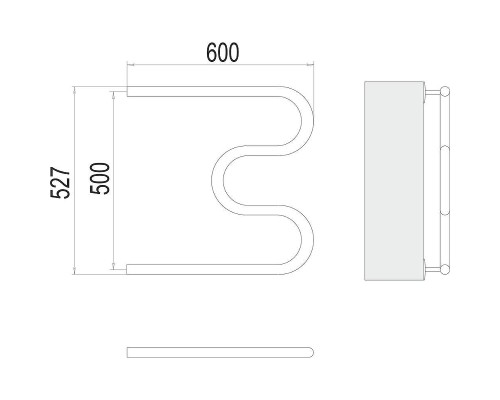Водяной полотенцесушитель Terminus М-образный (3/4) 500х600 4620768880506 цвет Хром, боковое подключение, G 3/4" НР