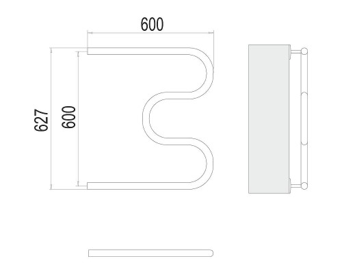 Водяной полотенцесушитель Terminus М-образный (3/4) 600х600 4620768880544 цвет Хром, боковое подключение, G 3/4" НР