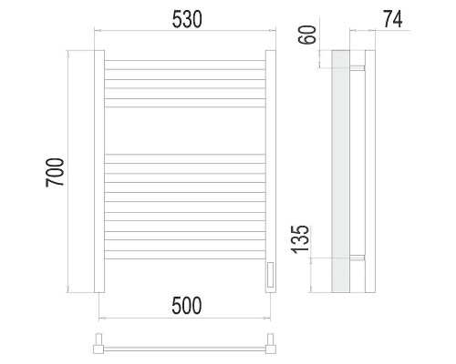 Электрический полотенцесушитель Terminus Ното П9 500х700 4670078526960 цвет Хром