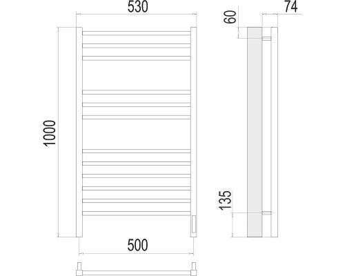 Электрический полотенцесушитель Terminus Сицилия П12 500х1000 4670078526298 цвет Хром