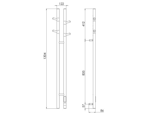 Электрический полотенцесушитель Vincea 25х130 VTD-1D2BE цвет Черный матовый