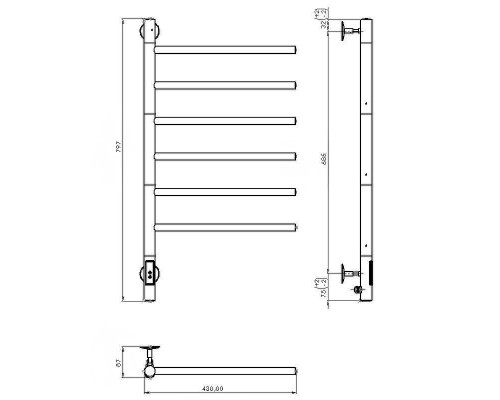 Электрический полотенцесушитель Vincea 43х80 VTD-1S2CE Хром