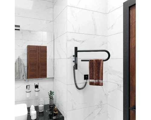 Электрический полотенцесушитель Vincea 39х25 VTD-1P1BE Черный матовый