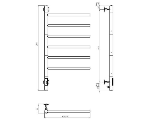 Электрический полотенцесушитель Vincea 43х80 VTD-1S2CBE Черный матовый