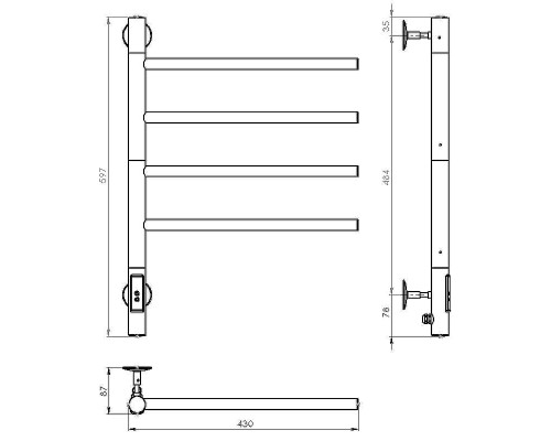 Электрический полотенцесушитель Vincea 43х60 VTD-1S1CGE Графит