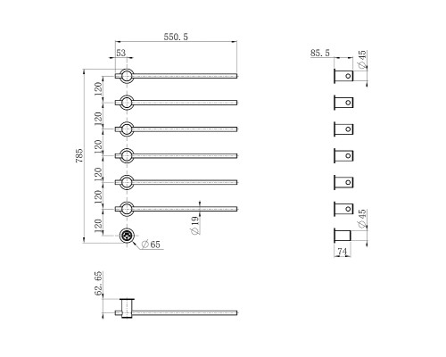 Электрический полотенцесушитель Wonzon & Woghand Baden 55х78,5 WW-AL366-GM цвет Темный графит