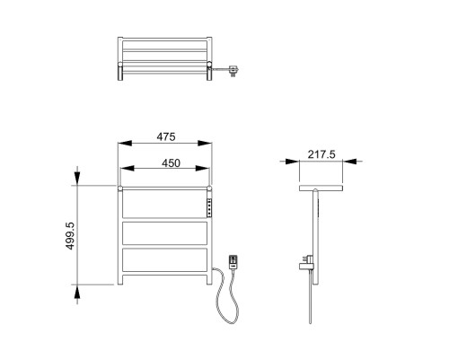 Электрический полотенцесушитель Wonzon & Woghand Bonn 47,5х49,9 R WW-AL402-BR с полкой цвет Брашированный никель