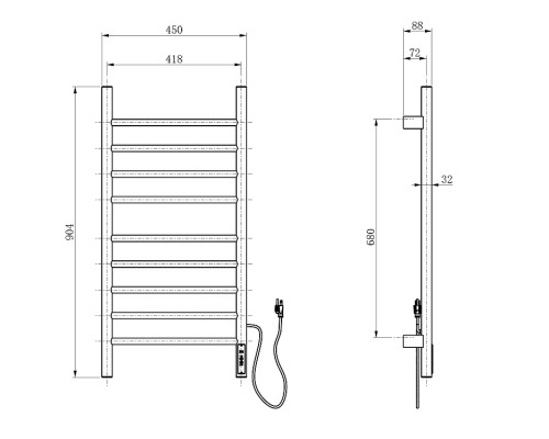 Электрический полотенцесушитель Wonzon & Woghand Bonn 45х90 WW-AL409-MB цвет Черный матовый