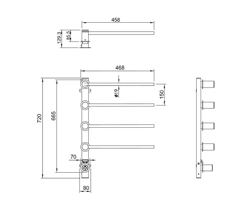 Электрический полотенцесушитель Wonzon & Woghand Hamburg 46,8х66,5 R WW-AL314-GM цвет Темный графит