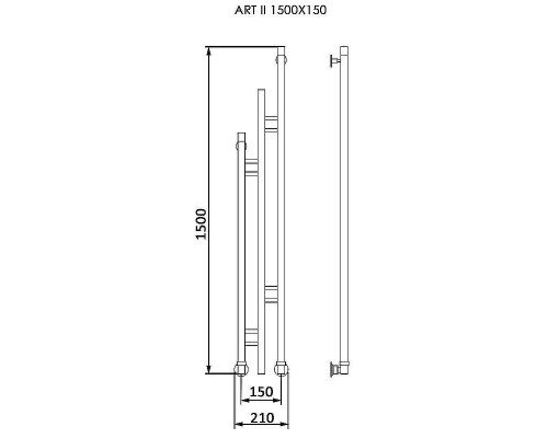 Водяной полотенцесушитель Ника Art-2 1500/150 Хром
