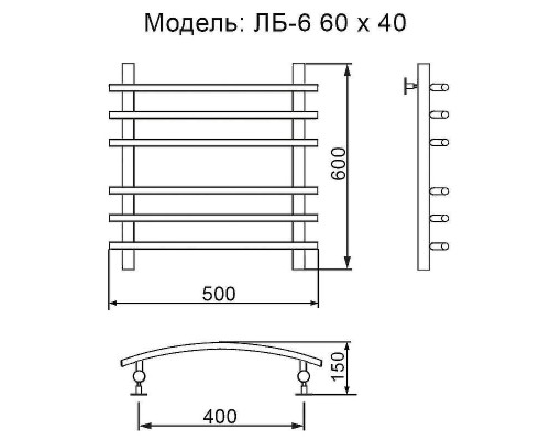 Водяной полотенцесушитель Ника Bamboo ЛБ 6 60/40 Хром